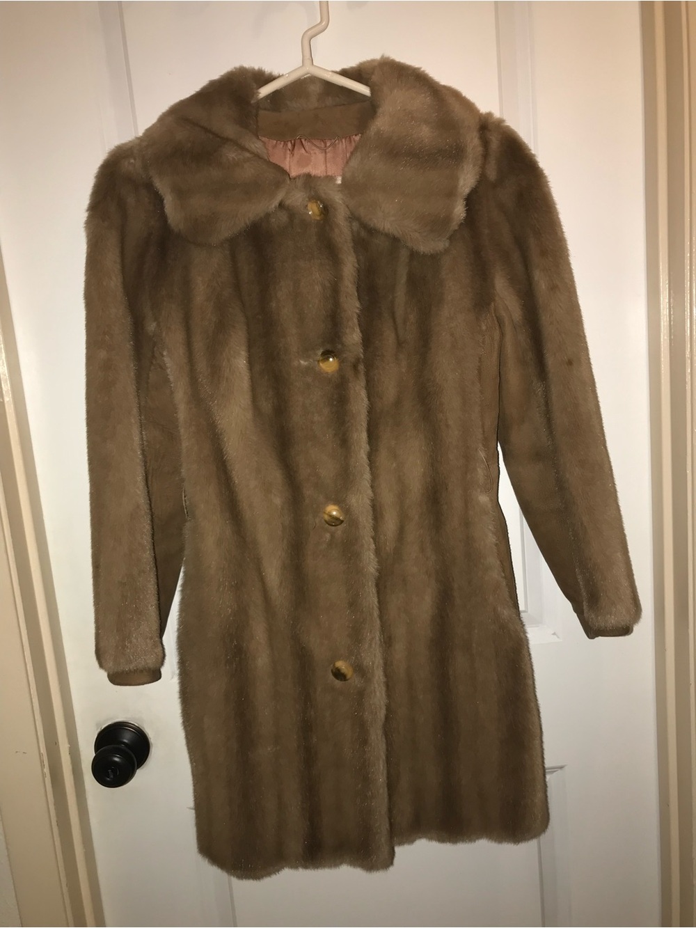 Women's Faux Fur Brown Mid-Length Pea Coat
